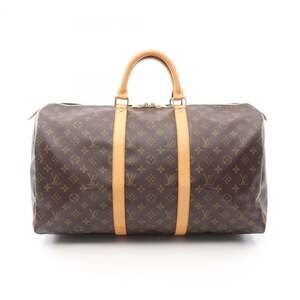LOUIS VUITTON Brown Monogram Leather Keepall 50 Boston Bag